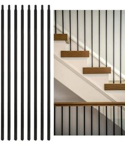 30 Pack Iron Balusters for Staircase, 1/2" x 44" Wrought Iron Baluster, Square Metal Decorative Stair Banister Spindles, Classic Hollow Straight Matte Black Satin Deck Railing for Indoor Stair Deck