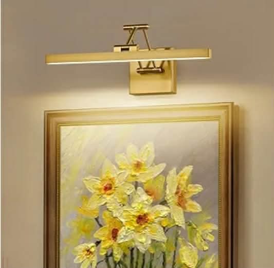 Hard-Wired Picture Light Dimmable LED Picture Lights for Paintings 15.7" Inch Brass Metal Body Wall Pictures with Adjustable Gold Swing Arm Art Display Lamps 7W 3000K Warm White Book Light - Image 9