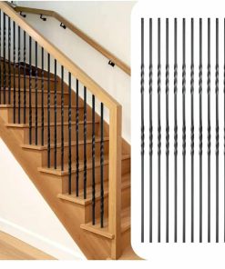 12 Pack Wrought Iron Balusters 44 Inches Metal Railings Deck Balusters (44, Double Twist)