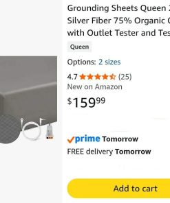 Alternative view of Grounding Sheets Queen 25% Silver Fiber 75% Organic Cotton with Outlet Tester and Test Pen, Grounded Fitted Sheet Kit Earth Connected Bedding (Gray, Queen)