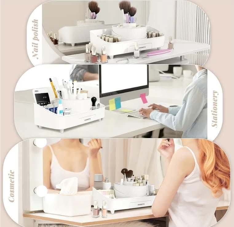 Makeup Organizer for Vanity, Makeup Storage Organizer, Rotating Makeup Organizer Skincare Organizer Countertop for Bathroom Sink,Organize and Storage Brush Holder Perfume - Image 10