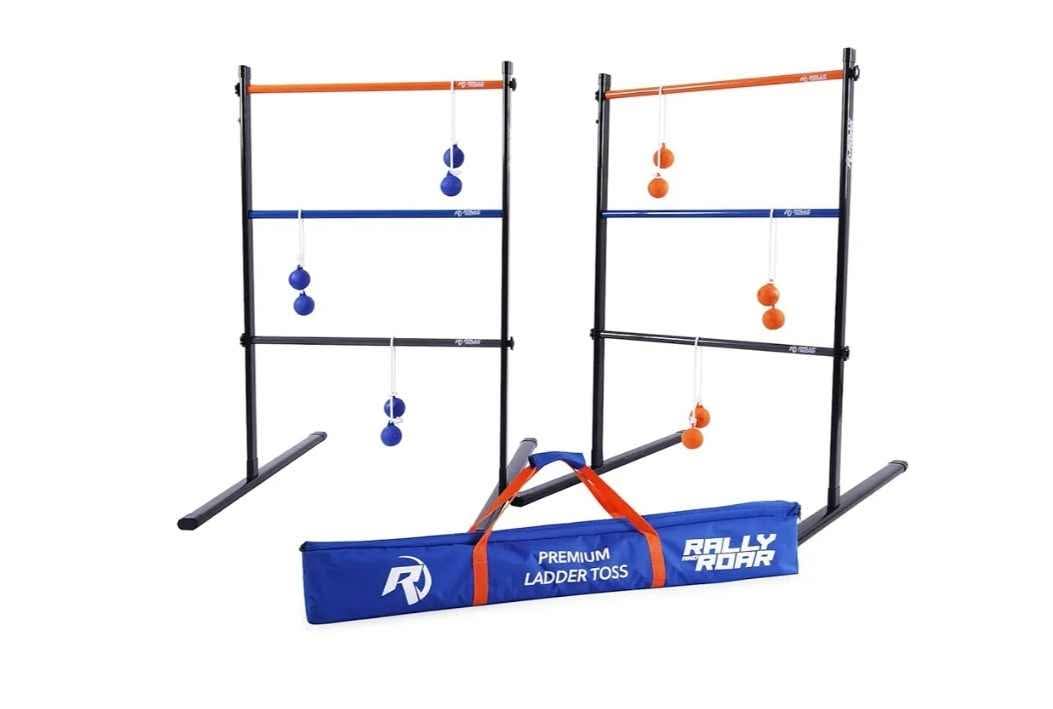 Rally and Roar Metal Ladder Toss Game Set with 2 Targets, 6 Rubber Bolas, Zippered Carrying Case - Image 3