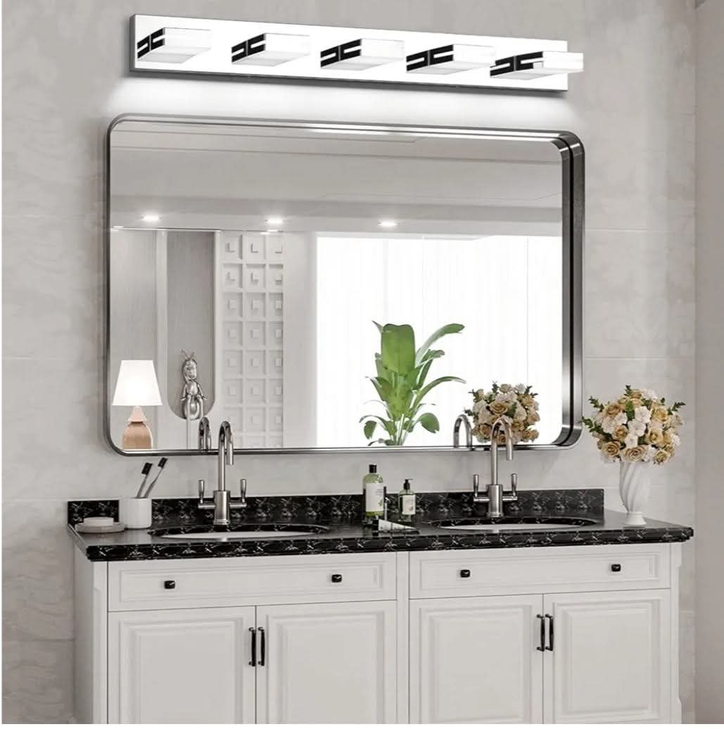 LED Modern Bathroom Vanity Light Fixtures (5-Light, 40-Inch, Dimmable), Chrome Modern Acrylic Bathroom Wall Lighting Fixtures Over Mirror (Cool White 6000K) - Image 7