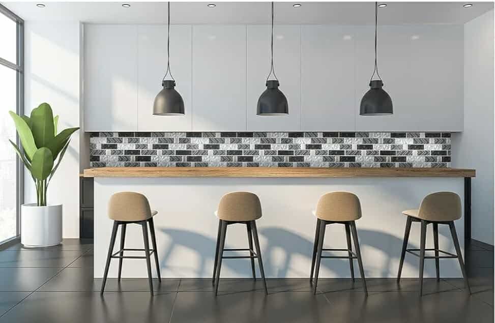 Black Backsplash Tile for Kitchen Bathroom Walls Mosaic Subway Tile (Pack of 5 Sheets) - Image 8