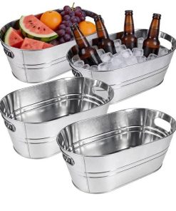 2-Pack Drink Buckets, Ice Bucket, Beverage Buckets for Party (Silver)
