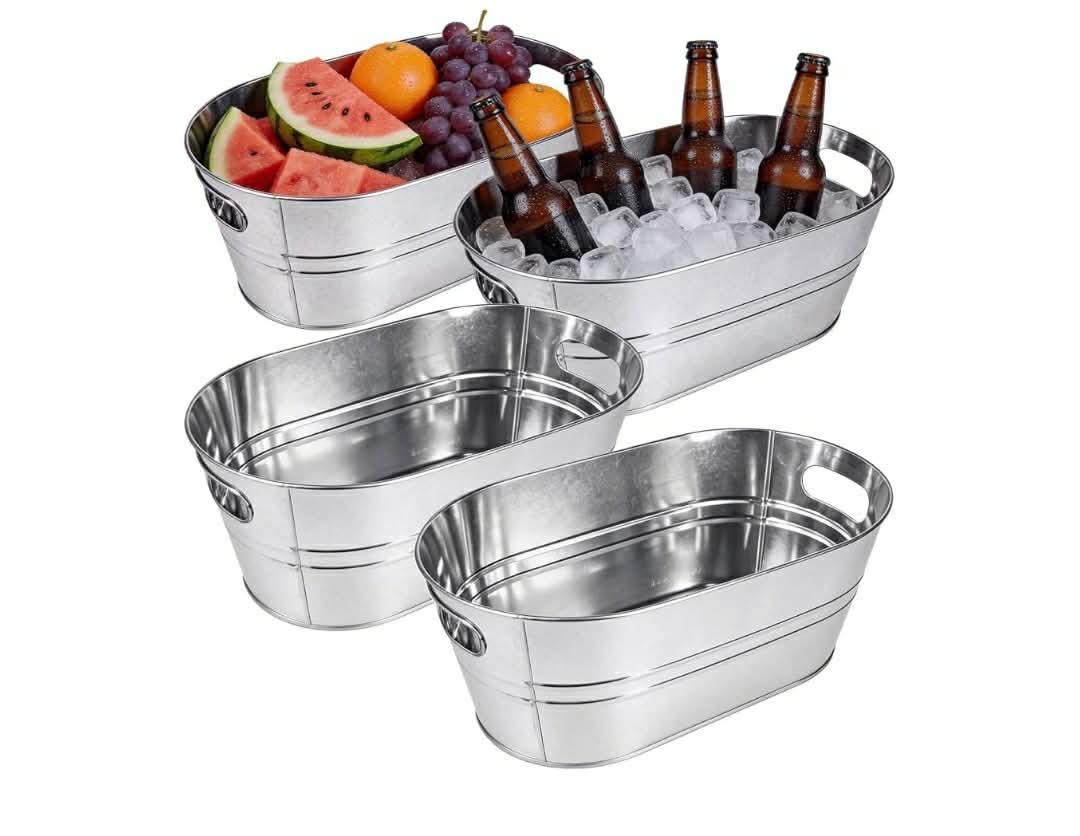 2-Pack Drink Buckets, Ice Bucket, Beverage Buckets for Party (Silver)