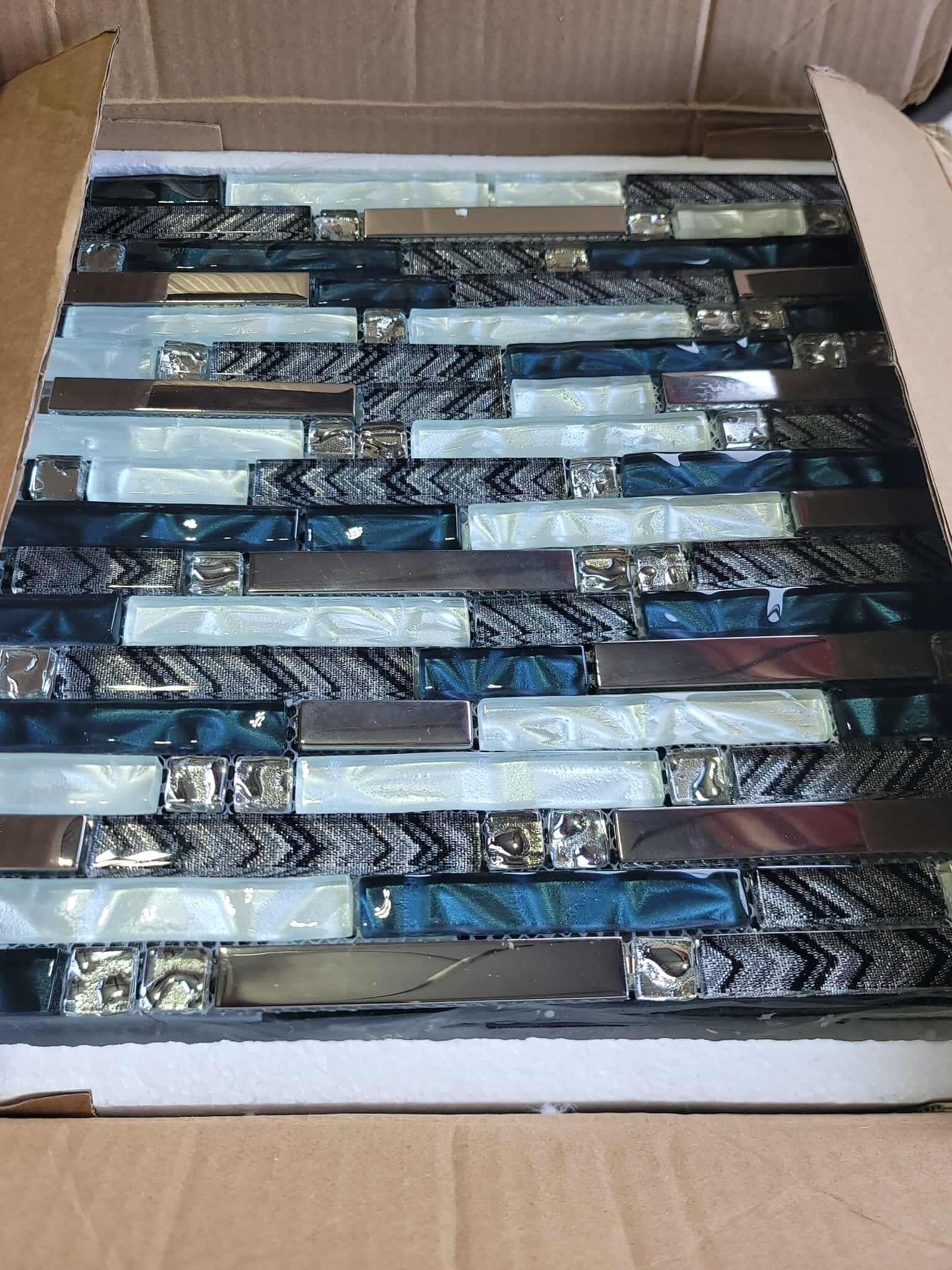 Glass Backsplash Tile, 5-Sheet Glass Mosaic Tiles Subway Tile Backsplash for Kitchen Wall Bathroom (5 Square Feet) - Image 2