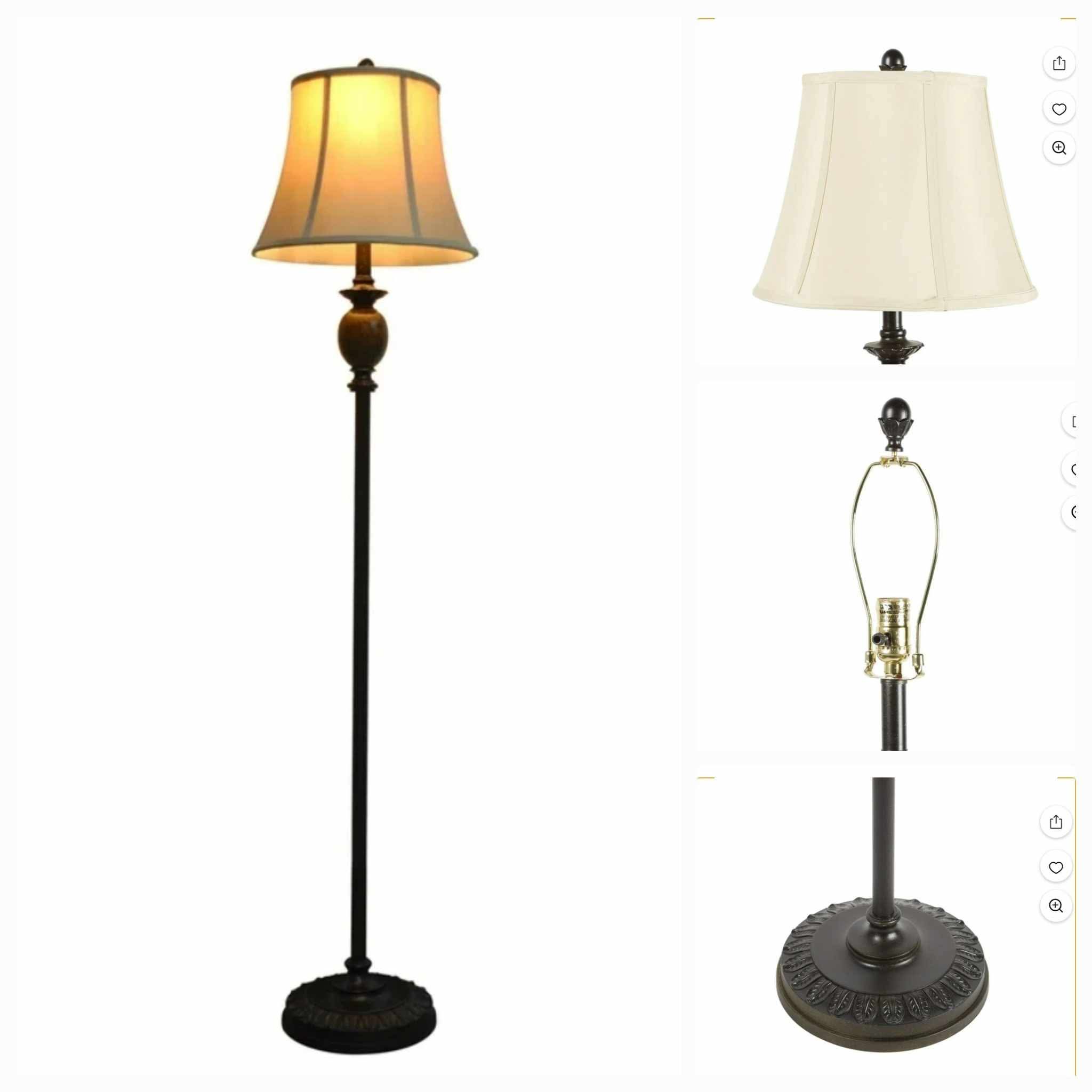 Decor Therapy Mae Traditional Resin Floor Lamp with Faux Silk Shade, Bronze, 61" x 14" - Image 4