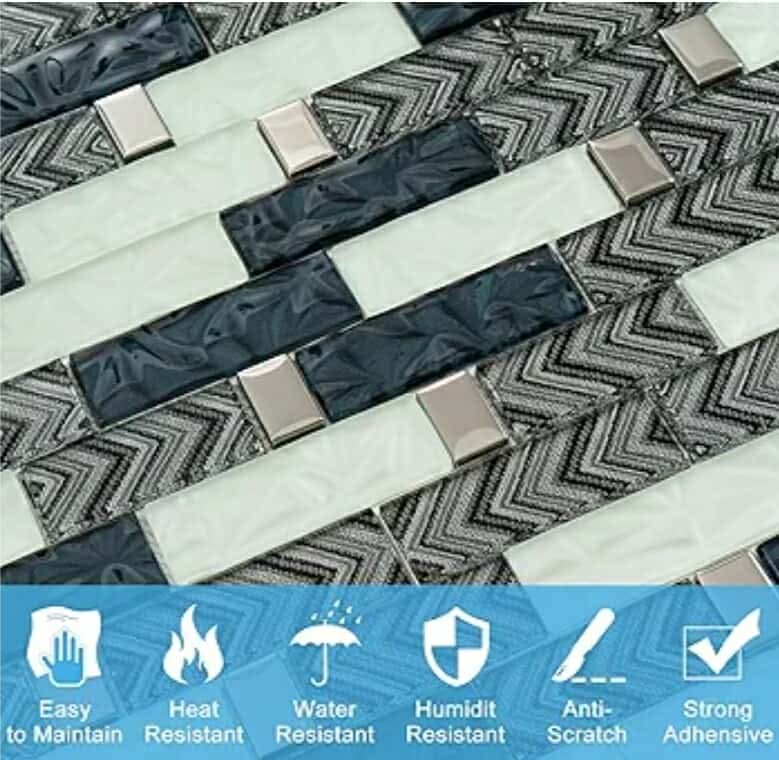 Glass Backsplash Tile, 5-Sheet Glass Mosaic Tiles Subway Tile Backsplash for Kitchen Wall Bathroom (5 Square Feet) - Image 6