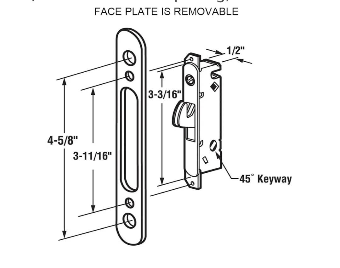 Sliding Patio Door Handle Set with Mortise Lock, Key Cylinder and Face Plate, Wood Handle Lock Set Fits Door Thickness from 1-1/2" to 1-3/4", 3-15/16" Screw Hole Spacing, Black - Image 5
