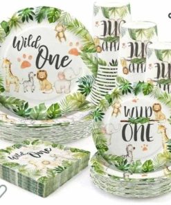 Wild One Birthday Decorations Tableware - Safari Jungle Theme 1st Birthday Party Supplies