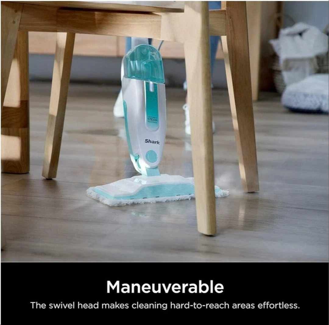 Shark S1000 Steam Mop with 2 Dirt Grip Pads, Lightweight, Safe for all Sealed Hard Floors like Tile, Hardwood, Stone, Laminate, Vinyl & More, Machine Washable, Removable Water Tank, White/Seafoam - Image 9