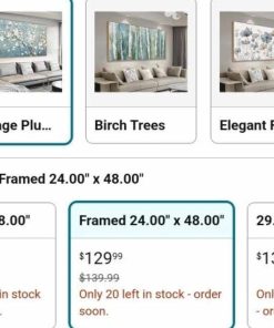 Alternative view of Framed Flowers Canvas Wall Art - Plum Blossom Pictures for Wall Decor Rustic Turquoise Canvas Painting Nature Printing Artwork for Living Room Bedroom Home Office Wall Decoration 24" x 48"
