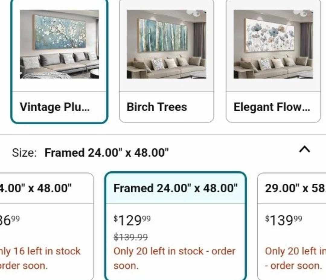 Framed Flowers Canvas Wall Art - Plum Blossom Pictures for Wall Decor Rustic Turquoise Canvas Painting Nature Printing Artwork for Living Room Bedroom Home Office Wall Decoration 24" x 48" - Image 2