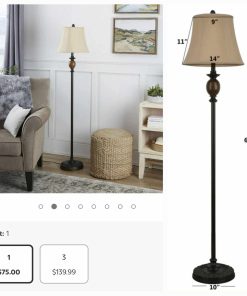 Alternative view of Decor Therapy Mae Traditional Resin Floor Lamp with Faux Silk Shade, Bronze, 61" x 14"