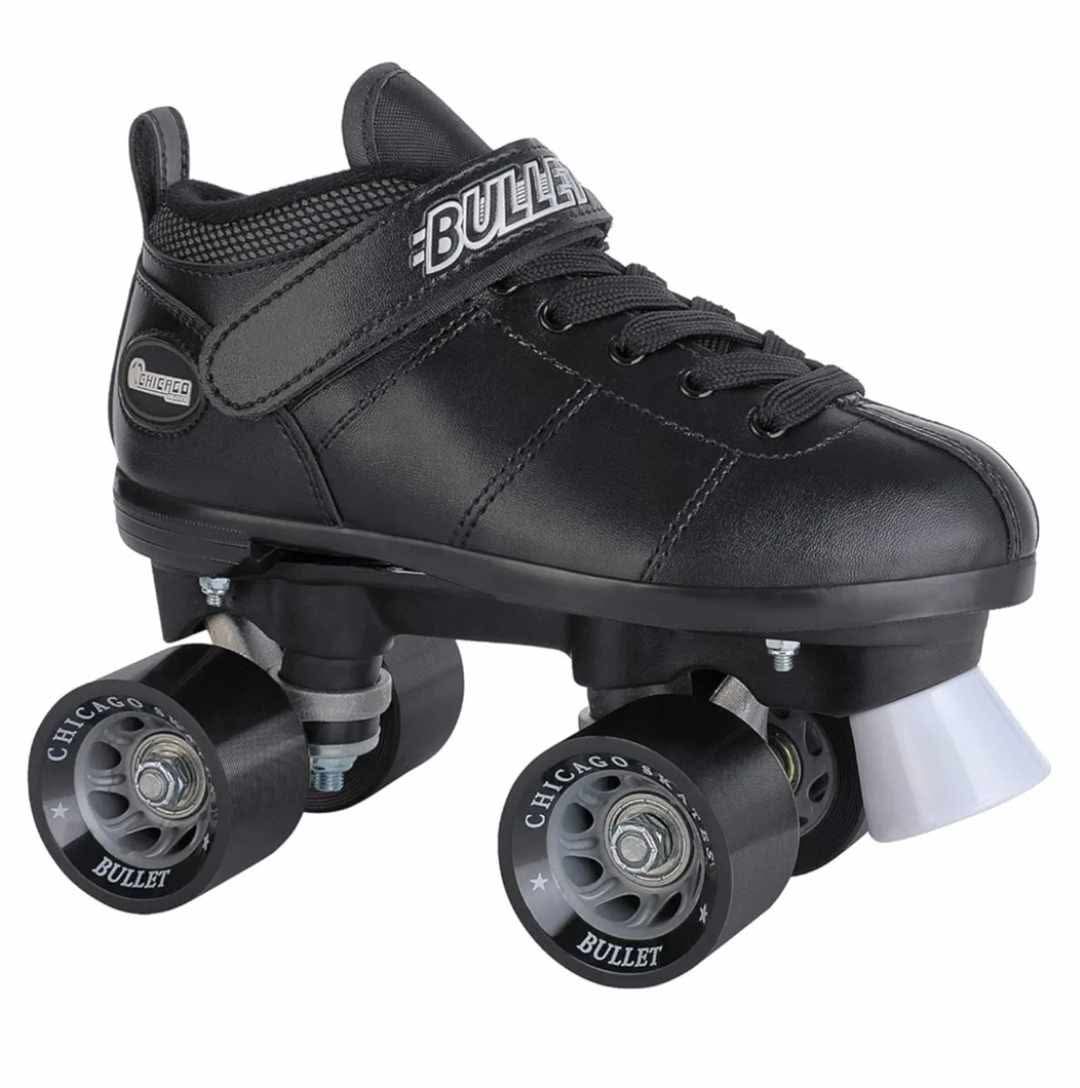 CHICAGO Bullet Speed Roller Skate for Men, 62mm Urethane Wheels, ABEC-1 Bearings, Lace-Up Vinyl Boot, Black – Indoor/Outdoor Racing Skates - Image 4