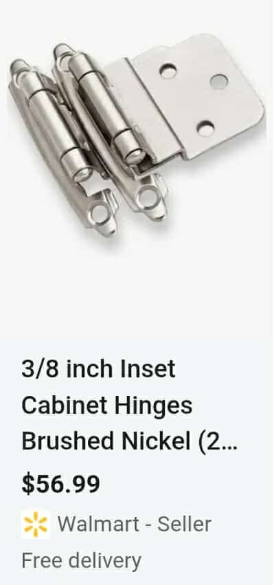 3/8" Inset Cabinet Hinges Brushed Nickel (25 Pair -50 Pcs) Offset Self Closing Cabinet Hinges for Kitchen Cabinets Satin Nickel w/Silicon Bumpers & Upgraded Screws - Image 12
