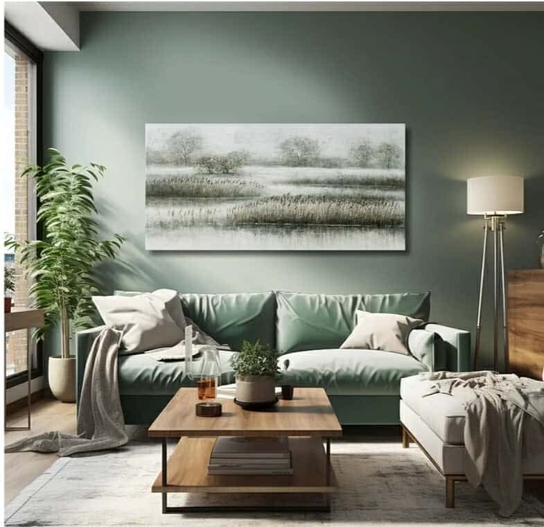 Reed Canvas Paintings Landscape Artwork Textured Poster Prints 24"x48" Farmhouse Decor Living Room Wall Art for Dining Room Area - Image 5