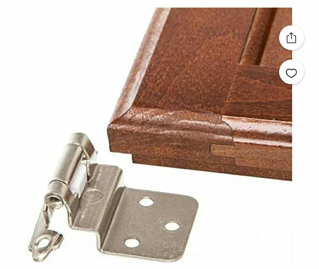 3/8" Inset Cabinet Hinges Brushed Nickel (25 Pair -50 Pcs) Offset Self Closing Cabinet Hinges for Kitchen Cabinets Satin Nickel w/Silicon Bumpers & Upgraded Screws - Image 5
