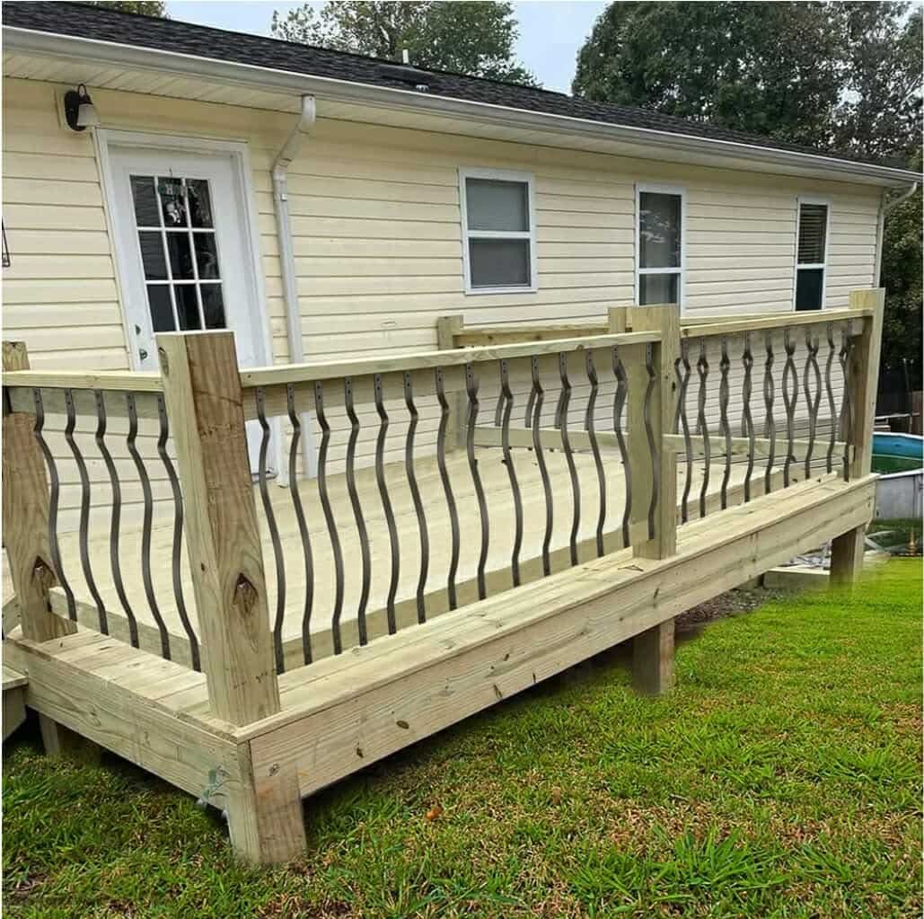 51 Pack 32.25 x1 Deck Balusters, Metal Deck Spindles with Screws, Iron Balusters for Deck Railing, Heavy Duty Staircase Balusters, Porch Railing, Wave Arc Baluster for Wood Composite Deck - Image 4