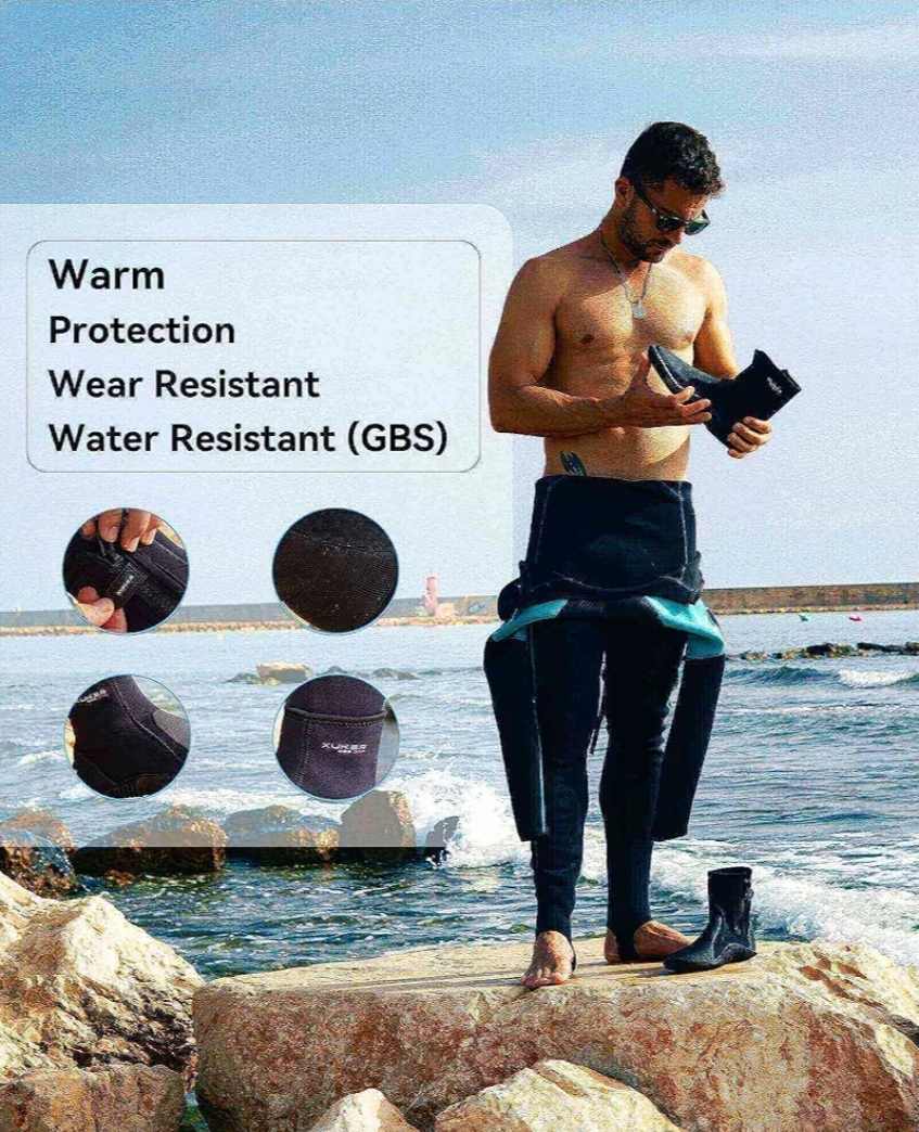 Neoprene Diving Boots, 3mm 5mm Water Shoes Glued Blind Stitched Wetsuit Booties Adult Men Women with Anti-Slip Rubber Sole Side Zipper - Image 9