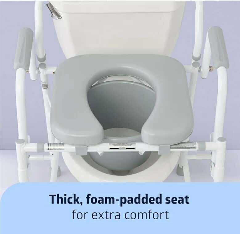 Medline Drop Arm Commode Chair for Adults and Seniors, Padded Seat, Removable Pail, Splash Guard, Drop-Down Arms, 350 lb. Weight Capacity - Image 7