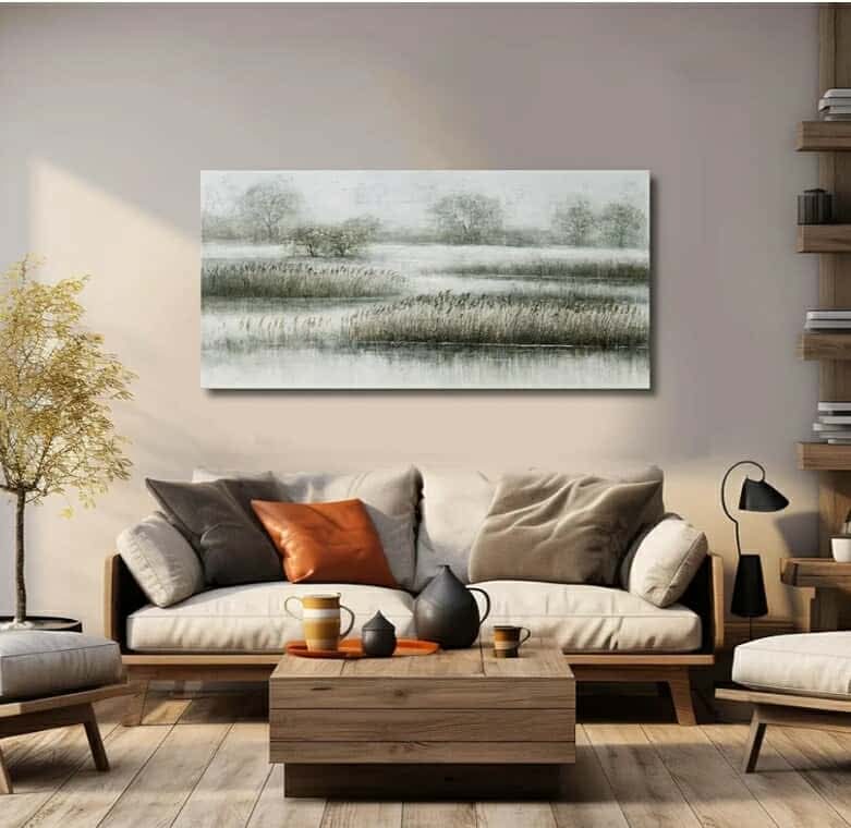 Reed Canvas Paintings Landscape Artwork Textured Poster Prints 24"x48" Farmhouse Decor Living Room Wall Art for Dining Room Area - Image 8