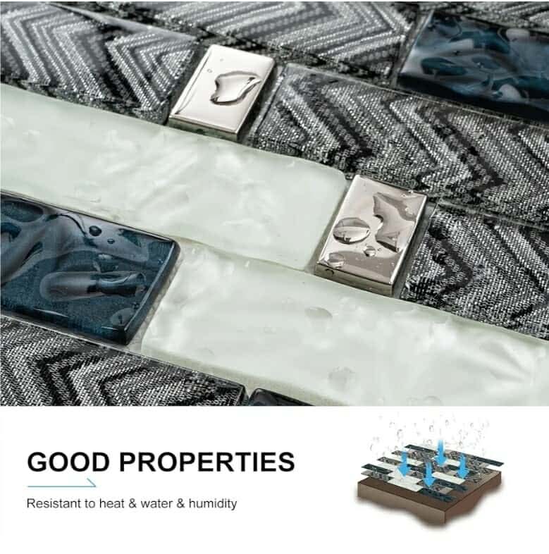 Glass Backsplash Tile, 5-Sheet Glass Mosaic Tiles Subway Tile Backsplash for Kitchen Wall Bathroom (5 Square Feet) - Image 4