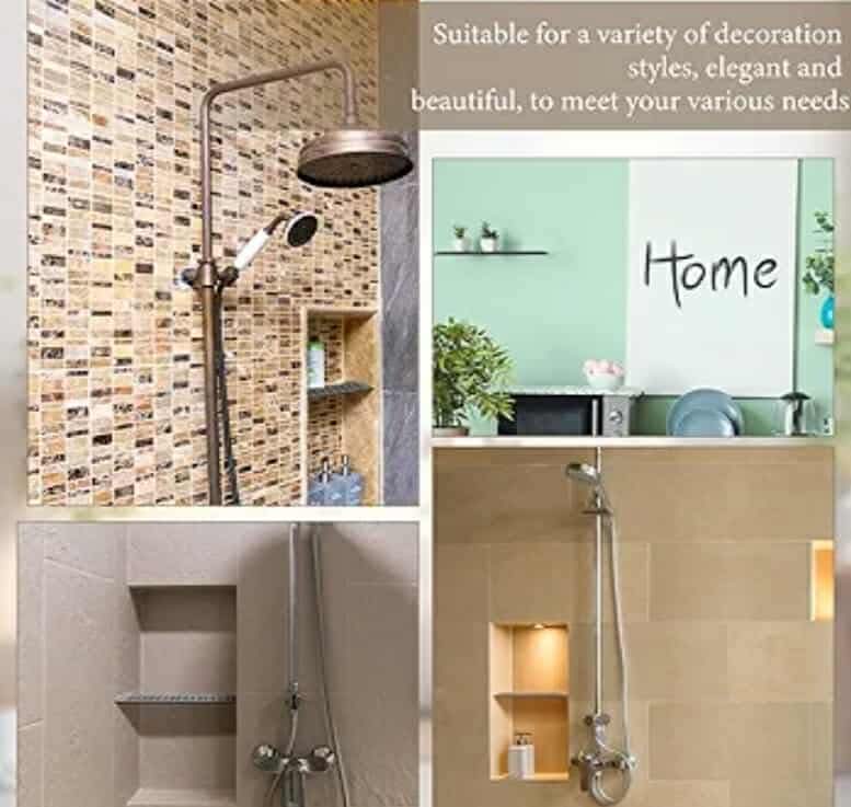 2 Pcs Aluminum Shower Niche Rectangular Shelf Black 5/32"/ 4 mm Thick, Petal Design, Matte Black Finish for 12" Prefabricated Niches, Fits 5/32" Grout Line - Image 14
