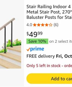 Alternative view of Stair Railing Indoor 4 Pack Black Metal Stair Post, 270°Adjustable Baluster Posts for Staircase, 32.6'' Wrought Iron Deck Railing Kit for Stairs Balcony Patio Outdoor Steps, Wood Not Including   