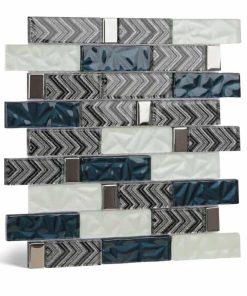 Glass Backsplash Tile, 5-Sheet Glass Mosaic Tiles Subway Tile Backsplash for Kitchen Wall Bathroom (5 Square Feet)