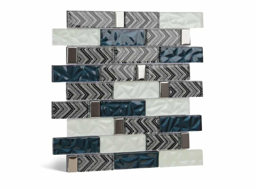 Glass Backsplash Tile, 5-Sheet Glass Mosaic Tiles Subway Tile Backsplash for Kitchen Wall Bathroom (5 Square Feet)
