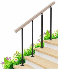 Stair Railing Indoor 4 Pack Black Metal Stair Post, 270°Adjustable Baluster Posts for Staircase, 32.6'' Wrought Iron Deck Railing Kit for Stairs Balcony Patio Outdoor Steps, Wood Not Including   