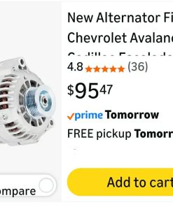 Alternative view of Alternator Fit for Chevrolet Avalanche Cadillac Escalade 2002-2004, Fit for Silverado 1500 2500 3500 2001-2005, Fit for Suburban Tahoe 2000-2004, Fit for C/K/R/V Series PickupS 2001 2002