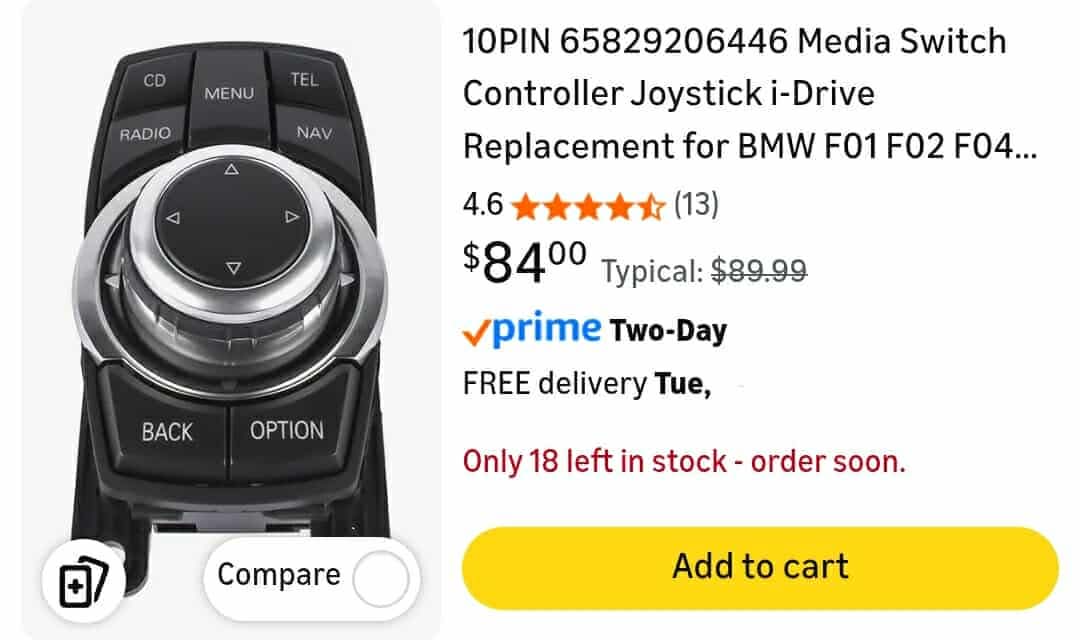 10PIN 65829206446 Media Switch Controller Joystick i-Drive Replacement for BMW F01 F02 F04 F07 GT F10 F11 5 7 Series 2007-2013#65829206444 9206444 Vahaha - Image 4