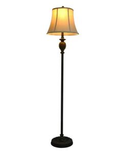 Decor Therapy Mae Traditional Resin Floor Lamp with Faux Silk Shade, Bronze, 61" x 14"