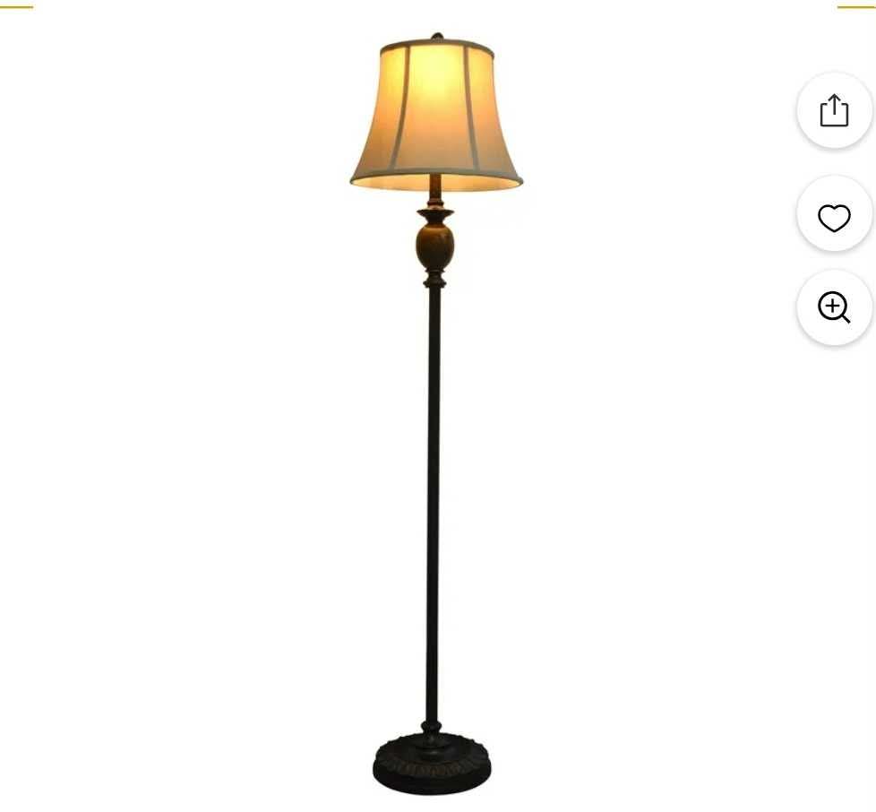 Decor Therapy Mae Traditional Resin Floor Lamp with Faux Silk Shade, Bronze, 61" x 14"