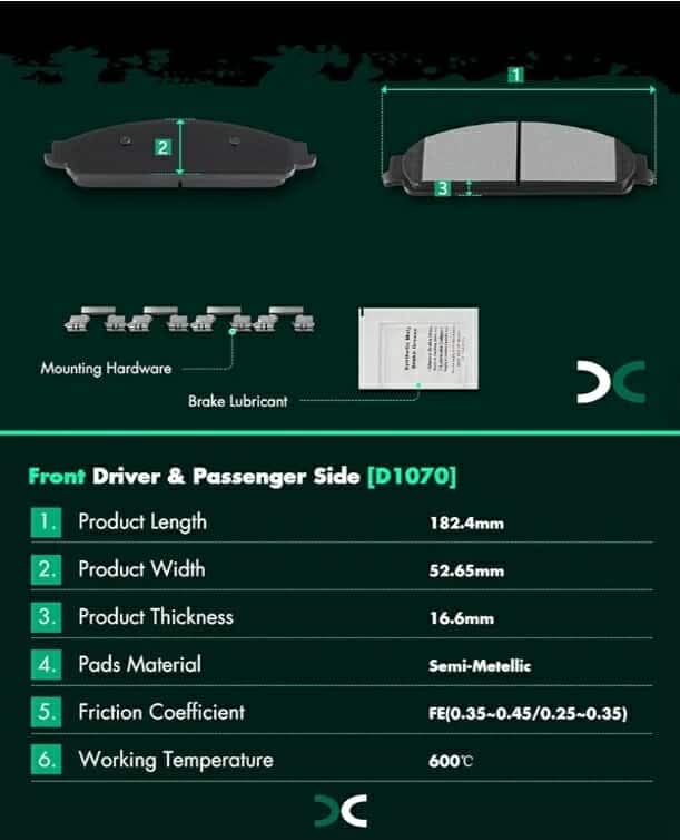 Ceramic Brake Pads Kits, 8pcs Brakes Pads Set fit for Ford Five Hundred, 05-07 for Ford Freestyle, 08-09 for Ford Taurus, 08-09 for Ford Taurus X, 05-07 for Mercury Montego, 08-09 for Mercury Sable - Image 6