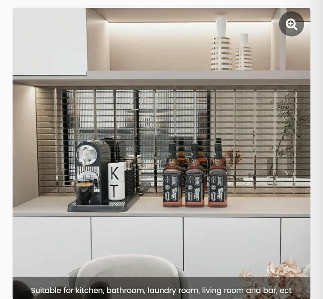 Adedeo Peel and Stick Mirror Glass Mosaic Tile Self Adhesive 12 x 12 Inch Strip Mirror Tiles for Kitchen Backsplash Bathroom Wall (5 Sheets, Dark Antique) - Image 6