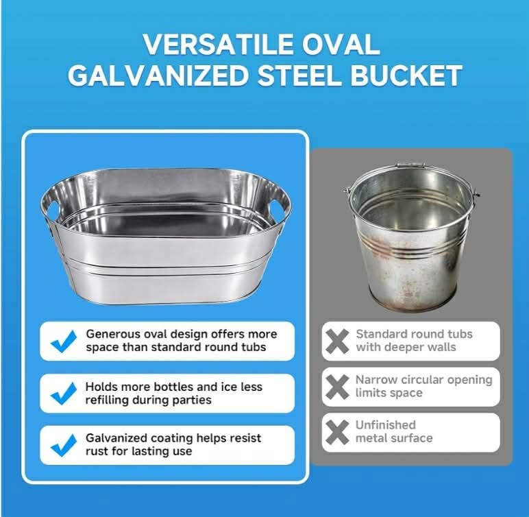 2-Pack Drink Buckets, Ice Bucket, Beverage Buckets for Party (Silver) - Image 6