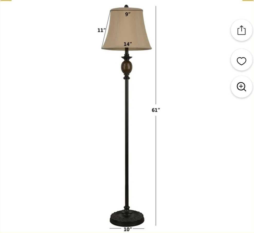Decor Therapy Mae Traditional Resin Floor Lamp with Faux Silk Shade, Bronze, 61" x 14" - Image 10