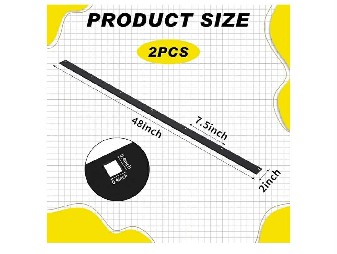 2 Pack Heavy Duty 48" Steel Snow Plow Blade Wear Bar, Replacement Snow Plow Wear Strips - Black Coated, Bolt On Protectors to Extend LifeĀ - Image 2