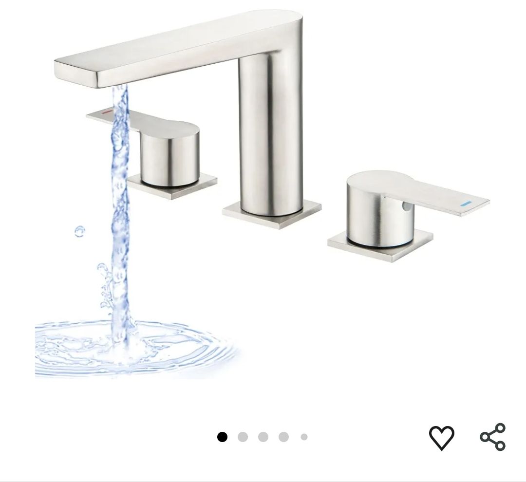 2 Handle Deck Mount Tub Faucet, Roman Bathtub Faucet Set, 3 Hole Widespread Bathtub Faucet High Flow, Brushed Nickel