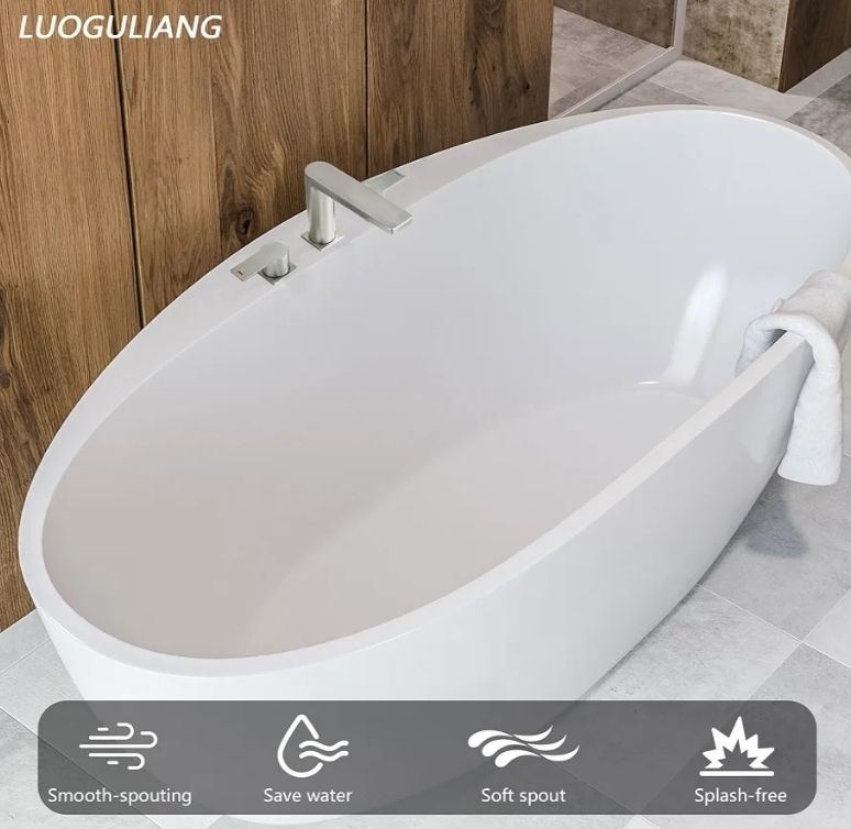 2 Handle Deck Mount Tub Faucet, Roman Bathtub Faucet Set, 3 Hole Widespread Bathtub Faucet High Flow, Brushed Nickel - Image 13