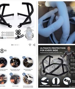 Alternative view of Motorcycle Engine Crash Bar Guard, PSLER Engine Side Guard Frame Falling Protector Bumper Motorcycle Crash Bars