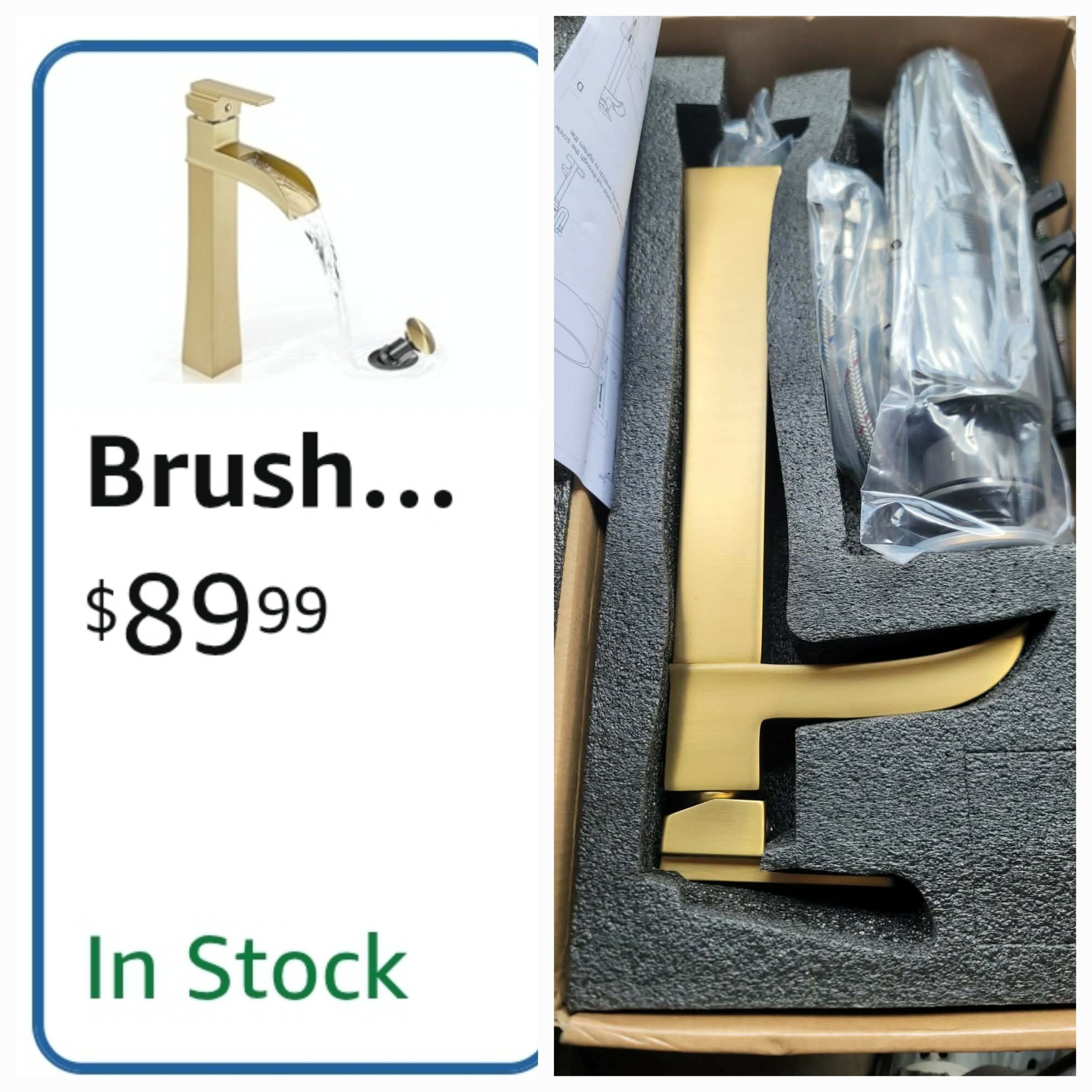 Brass Vessel Sink Faucets, Brushed Gold Tall Bathroom Faucet Single Handle, 1 Hole w Pop-Up Drain & Pre-Installed Hoses - Image 3