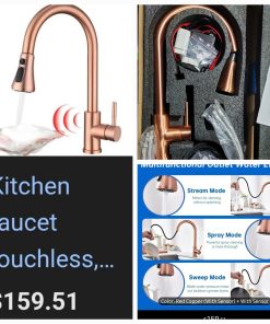 Alternative view of Touchless Kitchen Faucet with Pull Down Sprayer, Red Copper Motion Sensor Kitchen Sink Faucet Single Hole, Spot Resist Stainless Steel Single Handle Commercial Modern Faucet