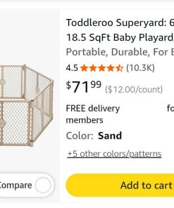 Alternative view of Toddleroo Superyard: 6-Panel, 18.5 SqFt Baby Playard; Sand Portable, Durable