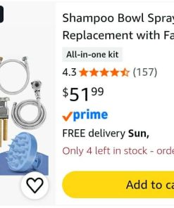 Alternative view of Shampoo Bowl Sprayer Hose Replacement with Faucet Vacuum Breaker Kit Hair Shampoo Brush, 1/4" Nut Professional Salon Sink Stainless Steel Hose