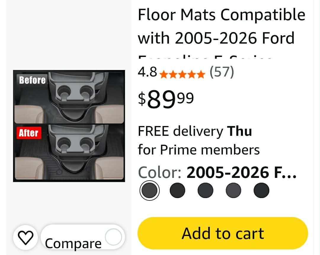 Floor Mats Compatible with 2005-2026 Ford Econoline E-Series E150 E250 E350 E450 TPE All Weather Guard Protector Floor Liner for 2025 Econoline Accessories - Image 2